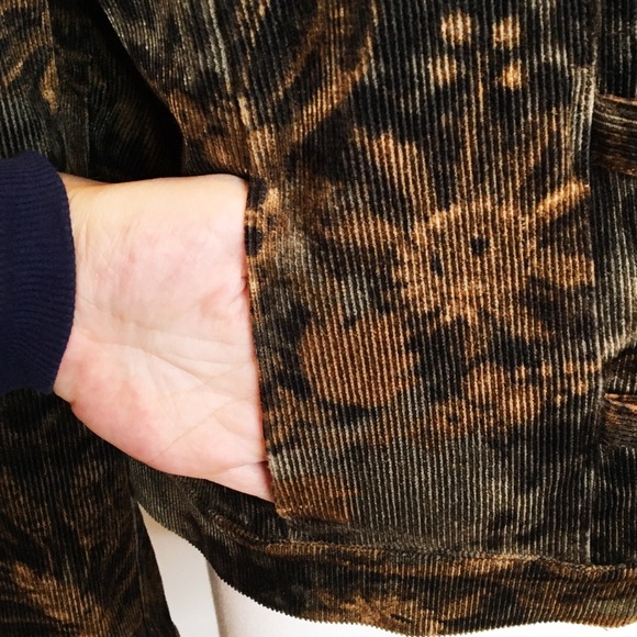 St John Coat Corduroy Size Large Moody Floral Fall Floral Grunge Goth Fairy - Picture 4 of 8